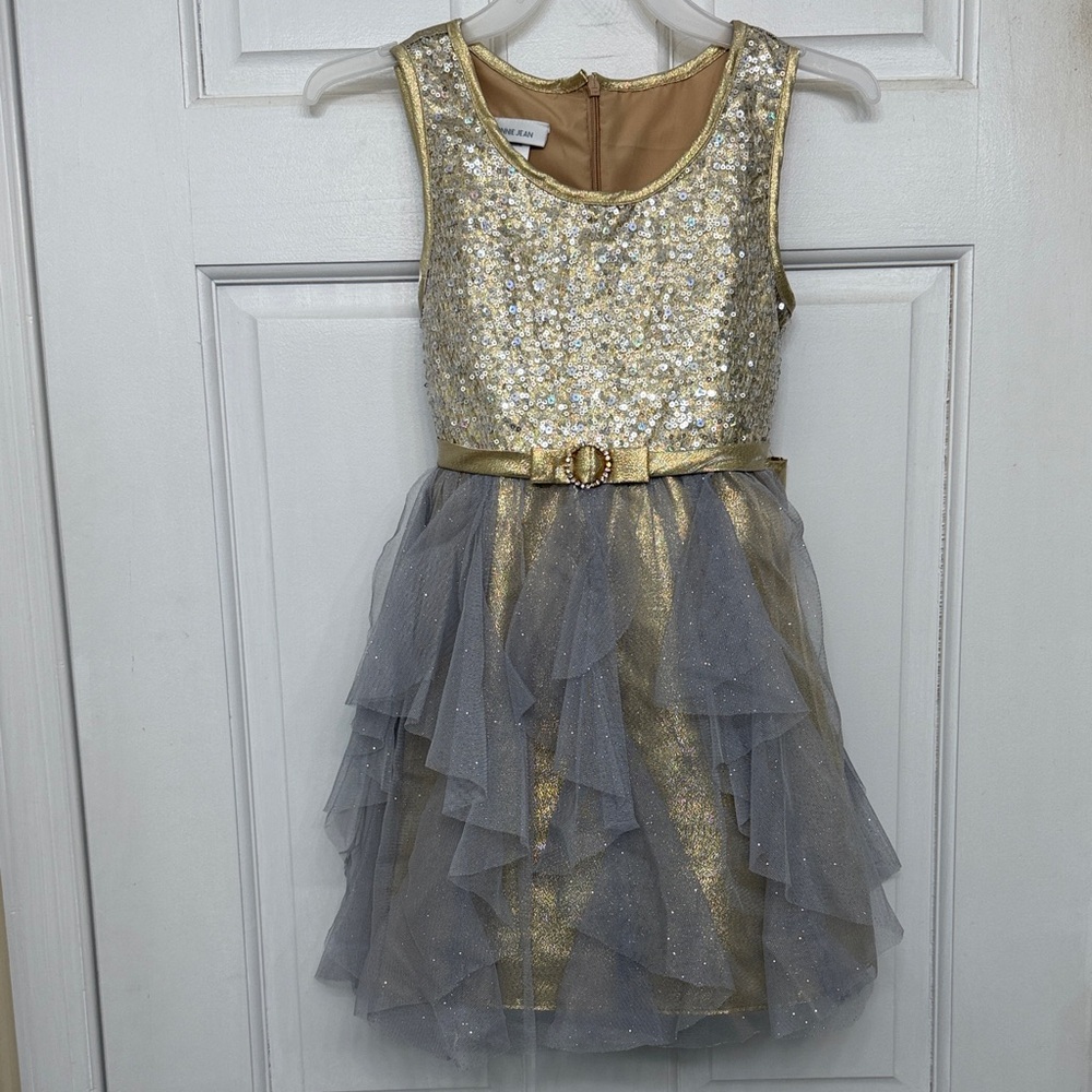 Bonnie Jean Gold and Silver Sequin Formal Dress